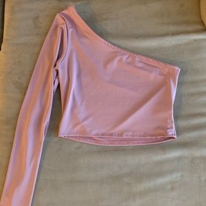Forever21 Blush One Shoulder Crop Top